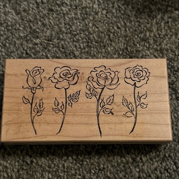 PSX 4 Stages of a Rose Bud to Full Bloom Wood Mounted Rubber Stamp K-2291 - Picture 2 of 7